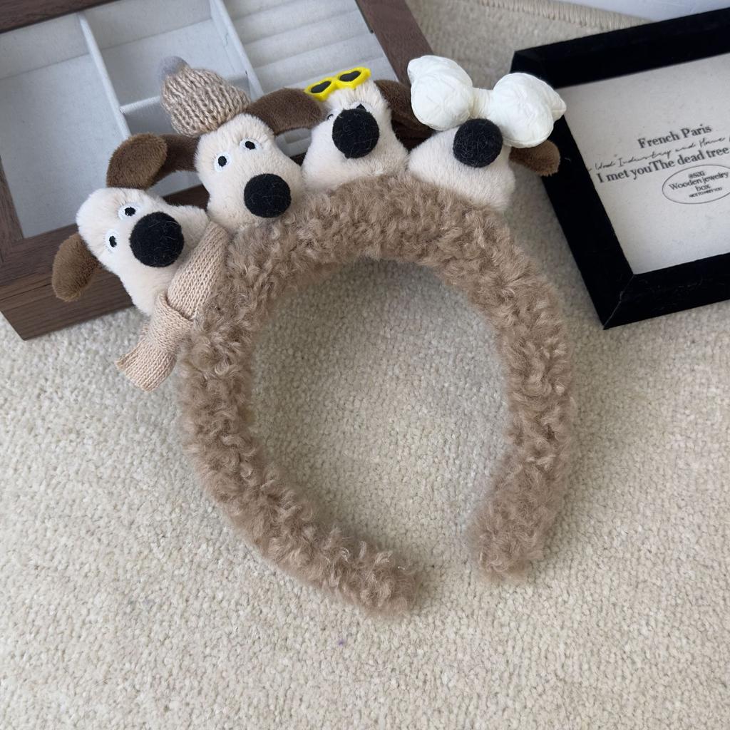 Headbands Sweet Style Four Cute Dogs Plush Solid Color Accessories Hair
