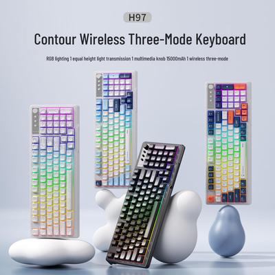 H97 Mechanische Tastatur – Drei-Modus Bluetooth/Kabelgebunden/Kabellos mit gemischter Beleuchtung für Büro & Gaming