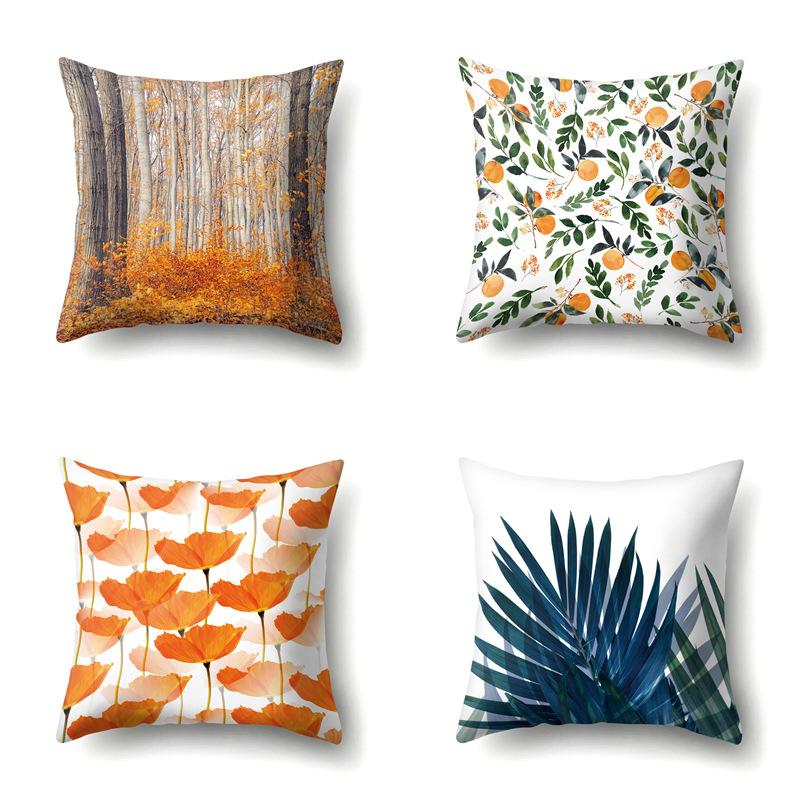 Polyester Kissenbezug Dekorative Blumen Haus Pflanze Druck Kissenbezug Lendenkissen Sofa Kissenbezug