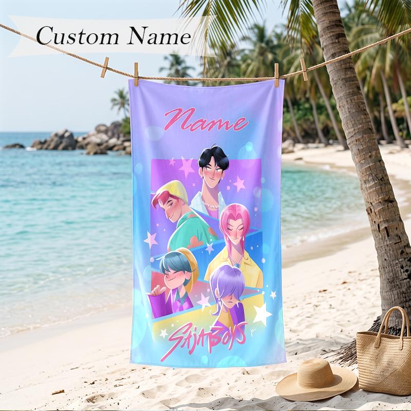 SAJA BOYS Custom Name Printed Beach Towel Personalized Soft Towel For Swimming Beach Travel