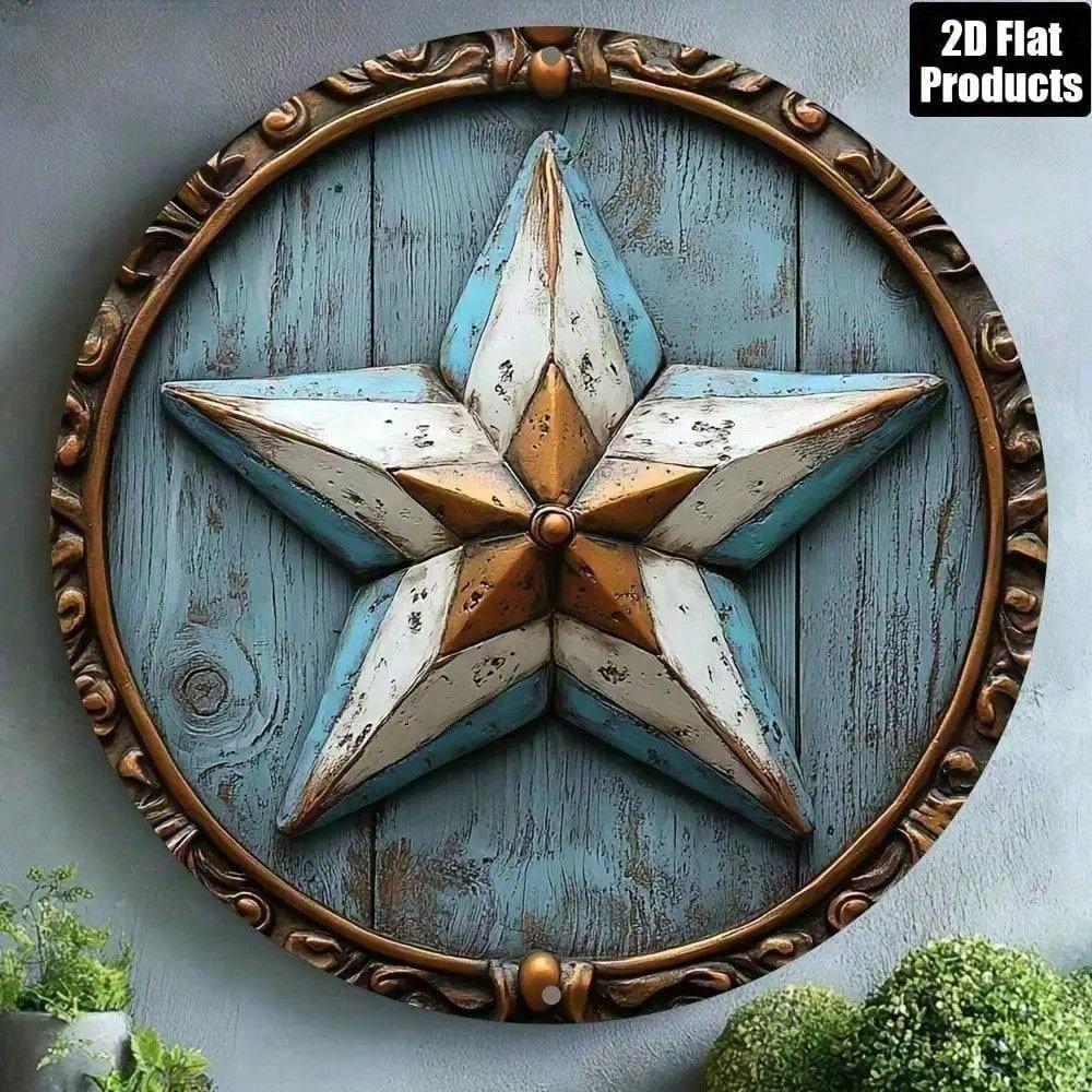 Texas Star 8x8 Inch Metal Wall Sign Rustic Farmhouse Art for Home Bar Kitchen Office