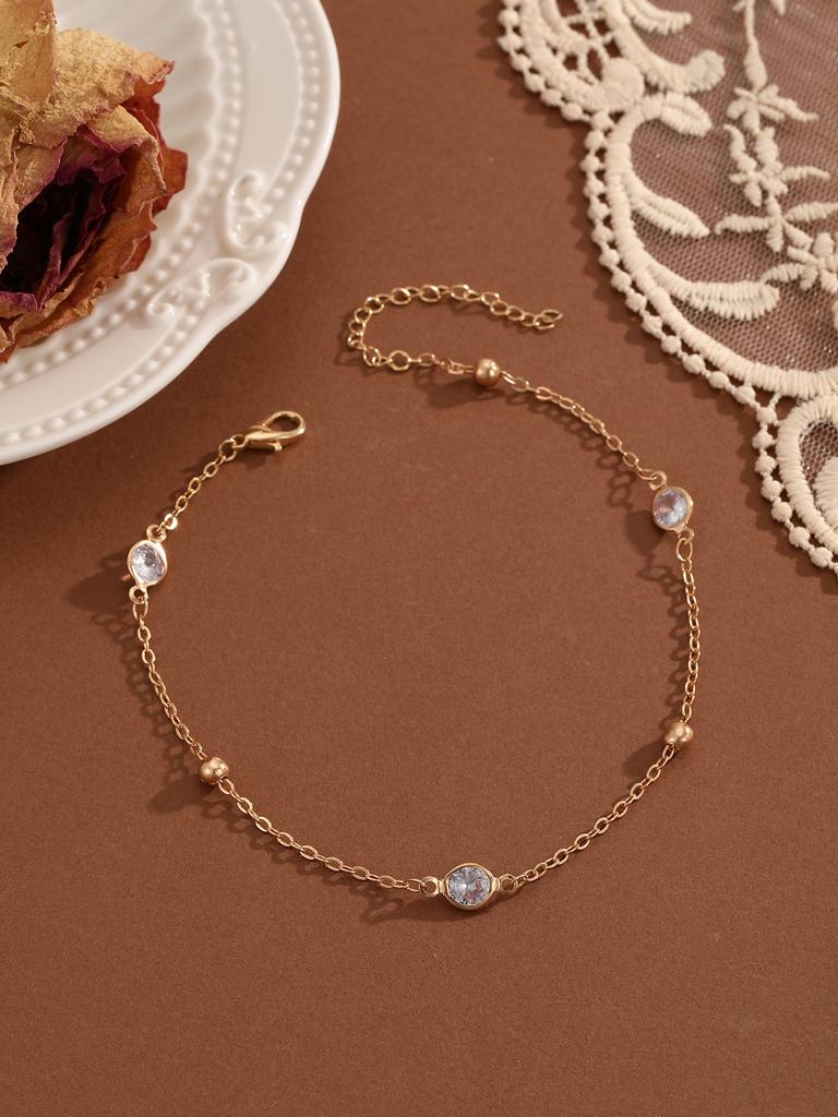 Summer Bohemia Crystal Cubic Zirconia Anklet For Women Girls Ankle Bracelet Leg Chain Beach Party Travel Foot Jewelry