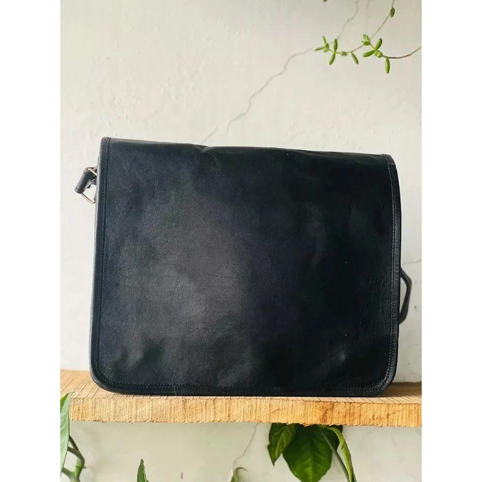 Purely Refined Goat Leather Laptop Messenger Bag Rare Men's Briefcase Satchel