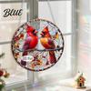 Christmas Window Decorations Acrylic Hanging Decor 2D Holographic Stained Glass Art Vintage Style Holiday Ornament with Metal Chain Double-sided