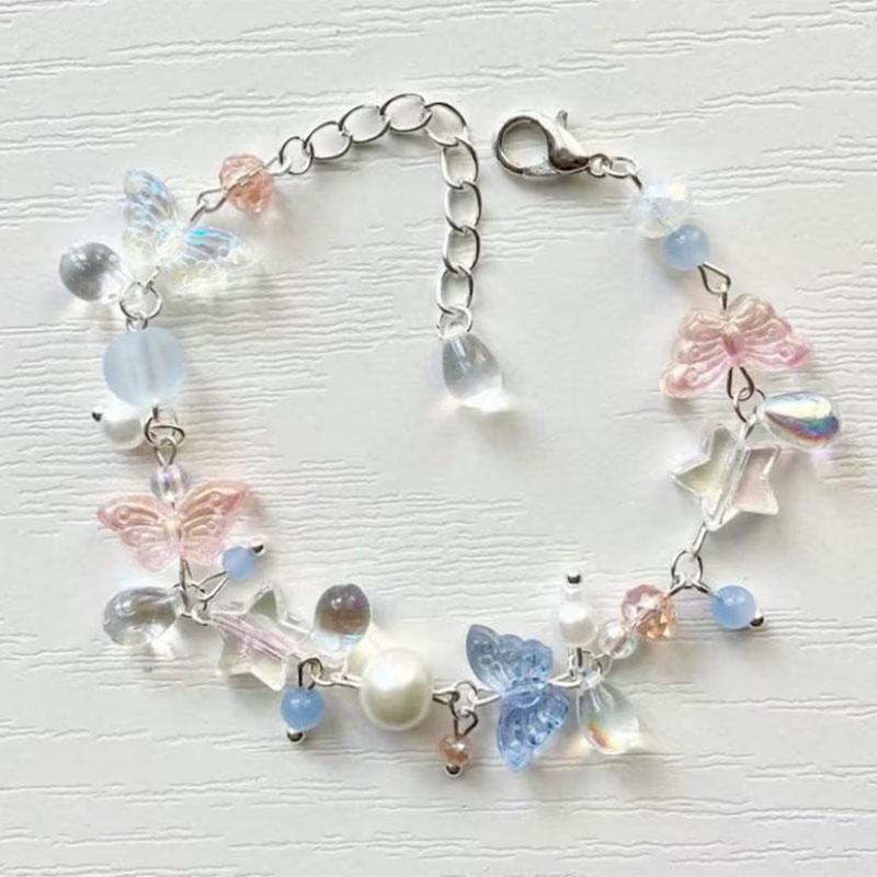 Butterfly Star bracelet coquette charm fairycore Handmade y2k розовый