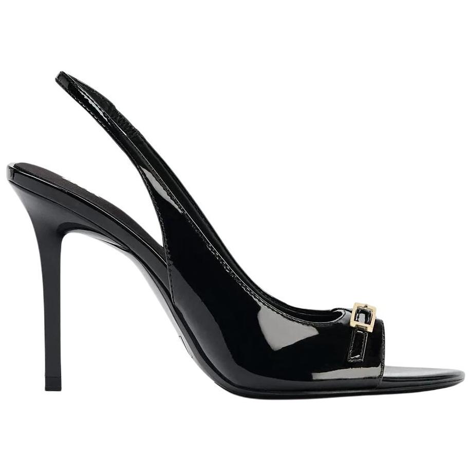 Zara Pu Elegant Open-Toe High Heel Patent Effect Pointed Toe Strap Sandals 10.5Cm Women Sandals Black 13307510-38