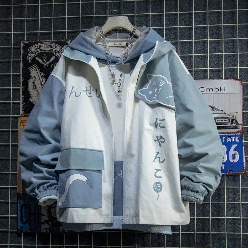 Spring Women Hooded Cute Shark Print Japanese Style Patchwork Teen Hoodies Jacket Fashion Harajuku Women Sweatshirt
