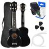 Suprimo Uk21 Set Bk Ukulele Sopran 21" Schwarz Holz Tasche 3 Plektren Ersatzsaiten Stimmgerät Set Für Kinder Zum Lernen Spielen
