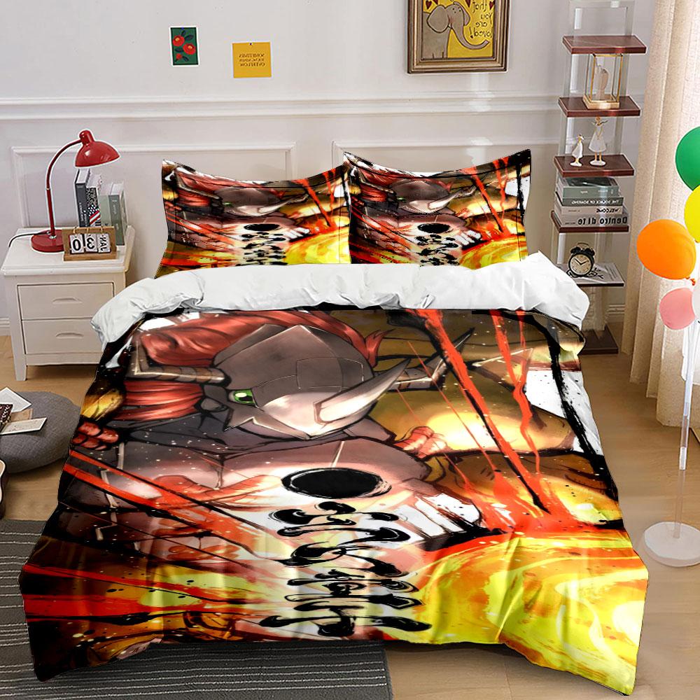 Armored character with flames. Bedding sets Duvet cover sets Duvet covers Pillowcases(1 * Duvet Cover 2 * Pillowcases without duvet insert)