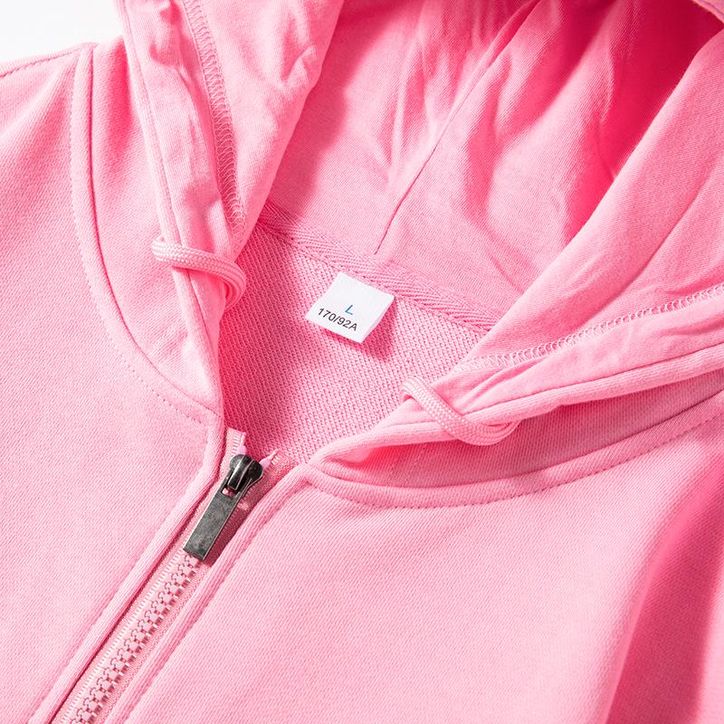 Unisexový kardigan s kapucí a dlouhým rukávem na zip s potiskem loga - Jednobarevný pracovní styl na jaro a podzim