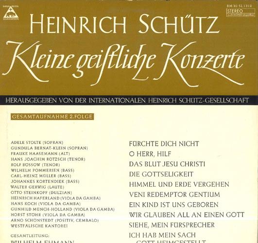 

LP Record HEINRICH SCHUTZ Kleine Geistliche Konzerte Gesamt BM30SL1312 BARENREITERMU Germany Classical Used
