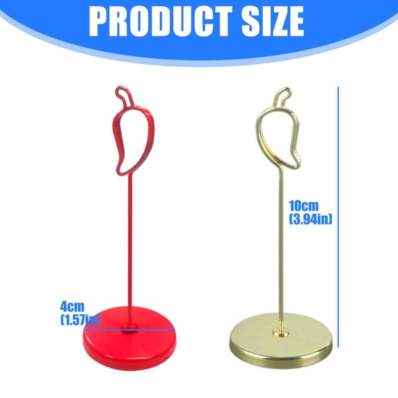 2Pcs Pepper Shape Metal Note Memo Holder Place Card Holder Photo Display Stand For Table Decoration Festival Celebration
