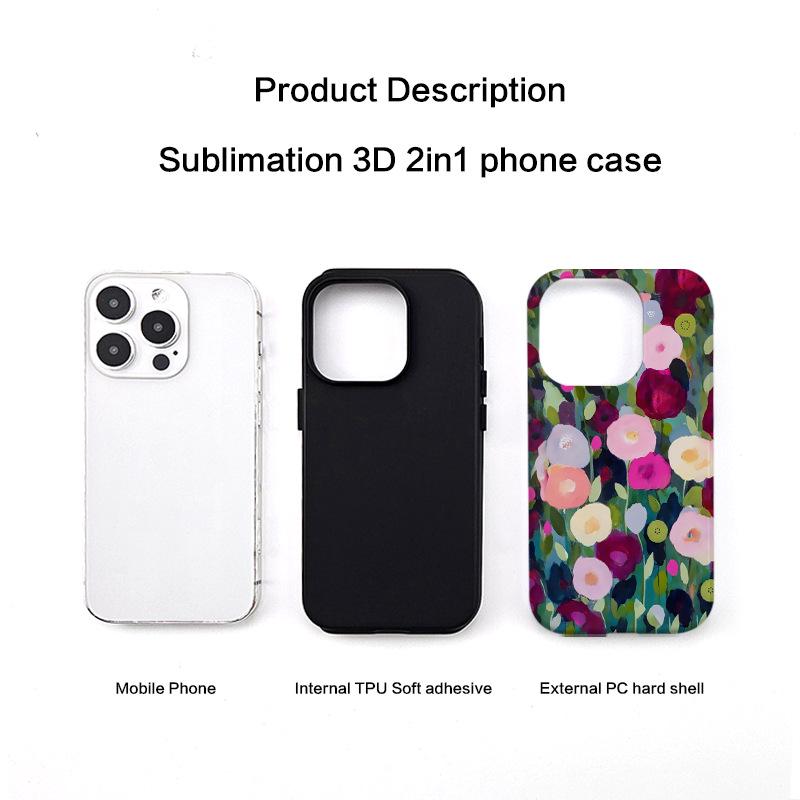 Coque de téléphone à motif floral peint à l'huile pour Apple 14-16, style coréen, et ensemble 2-en-1 pour 15 Pro Max.