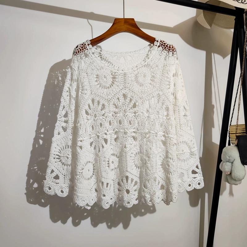 Dimanaf New Summer 2025 Women T-Shirt Bat Sleeve Basic Fashion Tops Lace Tees Casual Loose White Tees