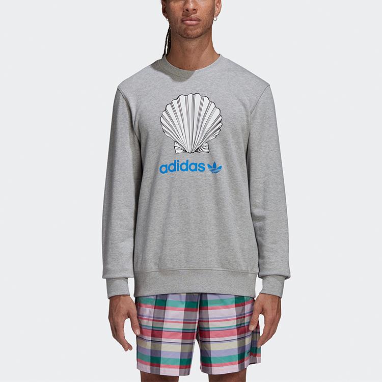 Adidas Originals Trefoil X Noah Co-Branded Printed Crewneck Sweatshirt Men Sweatshirt Gray GM8438
