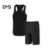 2Pcs/Set Men Sportswear Waffle Fabric Solid Color O-Neck Sleeveless Vest Elastic Waist Wide Leg Shorts Suit Casual Wear