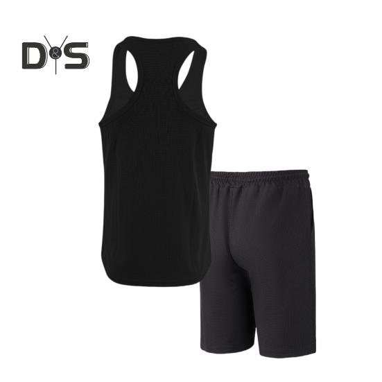 2Pcs/Set Men Sportswear Waffle Fabric Solid Color O-Neck Sleeveless Vest Elastic Waist Wide Leg Shorts Suit Casual Wear