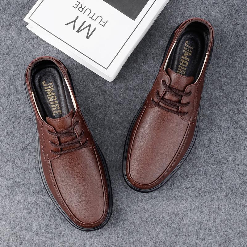 Genuine Leather Men's Oxford Shoes New Fashion Male Business Shoes Casual Lace-up Formal Footwear Handmade Wedding Dress Shoes