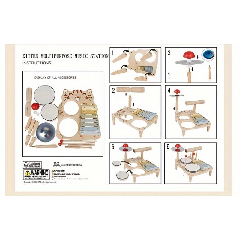 Drum Set, Wooden Percussion Instruments Toy Set, Educational Muscil Toy, Birthday Gifts,  Halloween Christmas Gift