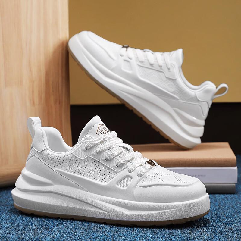 Yierkang Men s Breathable Casual White Leather Shoes 41