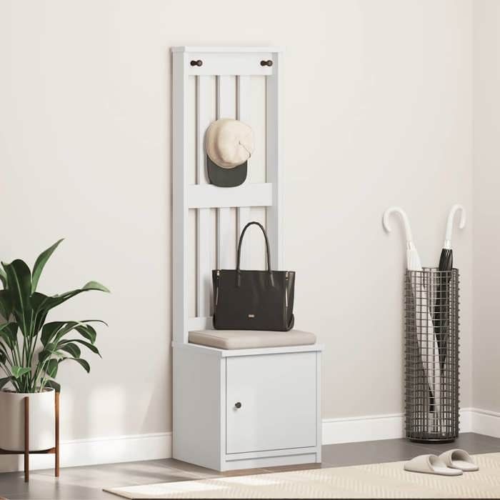 VidaXL Portemanteau SANDNES blanc 45x40x159,5 cm bois massif pin, banc de couloir, meuble de rangement de couloir 4010486