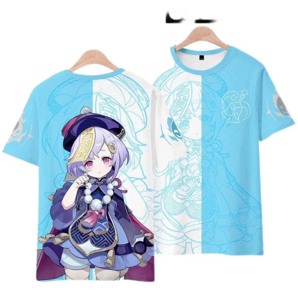 Genshin Impact 3D Printed Men's and Women's T-shirts, Harajuku Casual Short Sleeved T-shirts, Summer Fashion, Oversized Unisex Streetwear