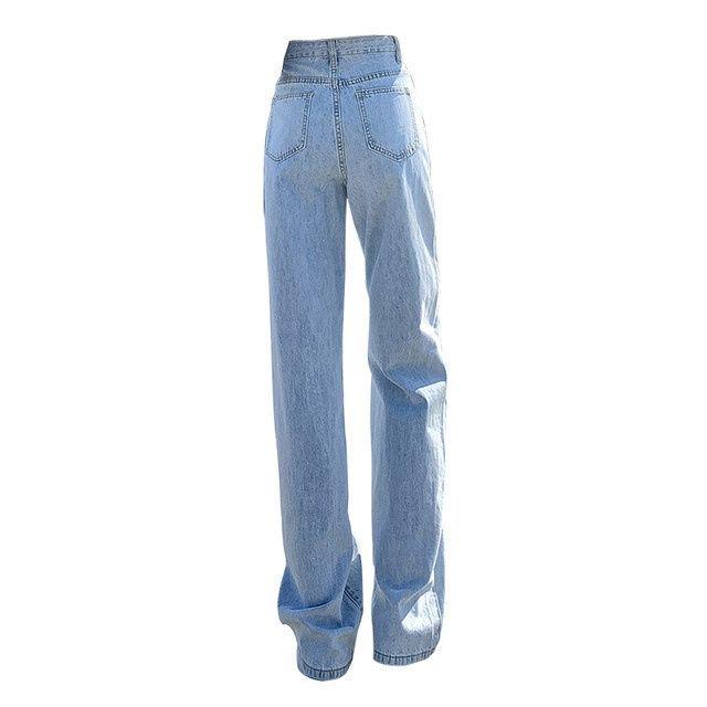 Women's Wide Leg High Waist Jeans - Loose Fitting Spring/Autumn Floor Length Pants 2022 Style