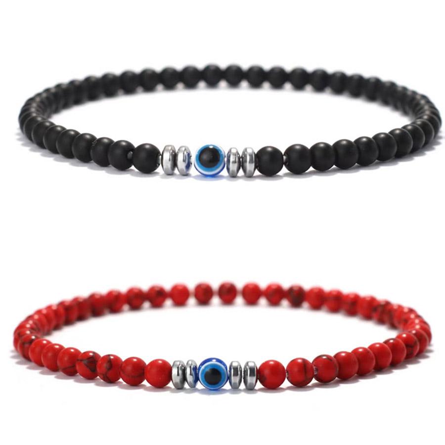 

Трендовый браслет из бусин с дурным глазом для мужчин, 2 шт./пара, 4 мм, оникс, говлит, камень тигровый глаз, эластичный браслет, подарок, исцеление, на каждый день, pulsera