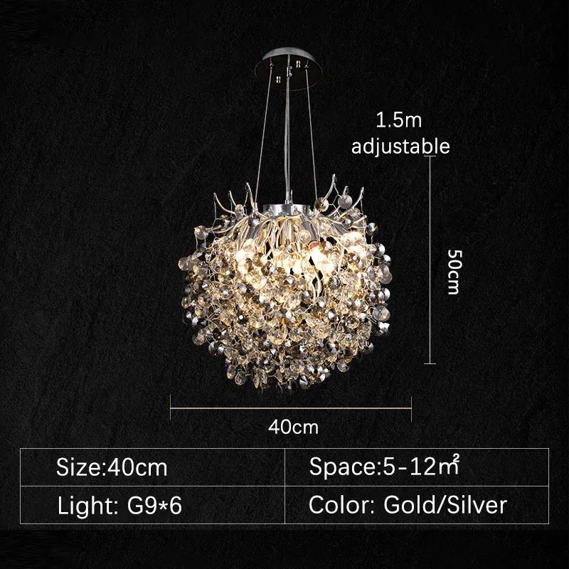 Minimalist LED Ceiling Chandelier Luxury Interior Decor Crystal Pendant Lamp for Living Dining Room Gold Silver Lighting Fixture