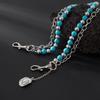 Ingemark Y2K Trendy Blue Stone Bead Jeans Pants Chain For Men Women Hip Hop Punk Double Layer Keychains Bag Accesories Jewelry