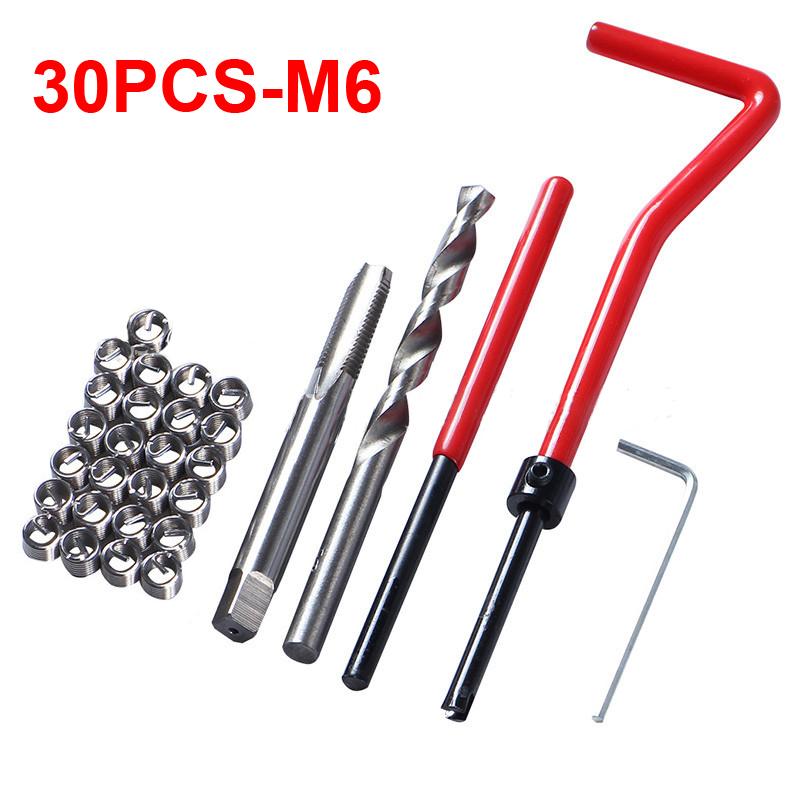 Set de reparare filet M5/M6/M8 de 30 buc. Instrumente de reparare a filetului metric Kit de reparare a filetului Unelte compatibile pentru bobine Pro auto