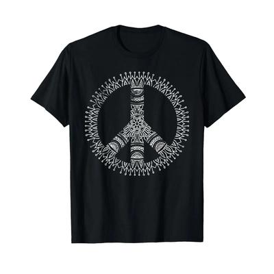 Leichtes Boho Yoga Verziertes Unisex Dala Friedenszeichen Hippie T-Shirt Vintage Dehnbar Unisex Mode Leicht Grafisch Lässig