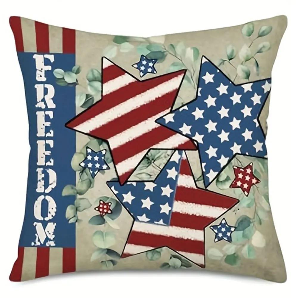 

Американский Кантри Стиль Патриотический Узор Домашний Декор Наволочка Гостиная Диван Полиэстер Наволочка с Молнией 66x66cm