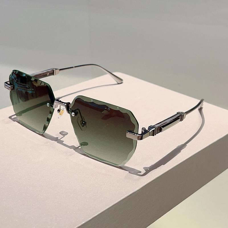 Oversized Rimless Sunglasses Men Fashion Gradient Multi-color Shades Women Trendy Luxury Brand Design Decor Sun Glasses