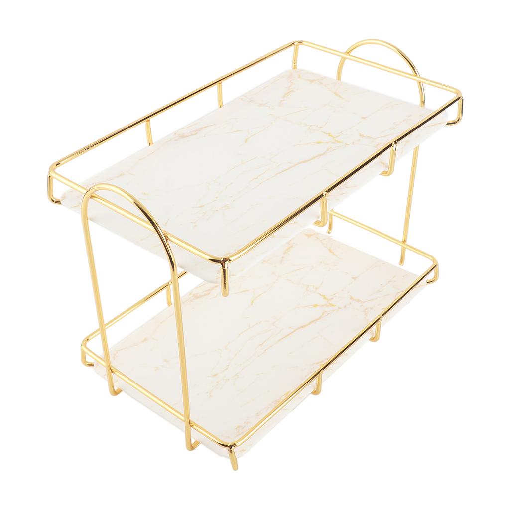 Badezimmer-Aufbewahrungsregal Gold Weiß 2 Etagen Make-up-Regal Humanisierte Struktur Anti-Rutsch-Arbeitsplatte