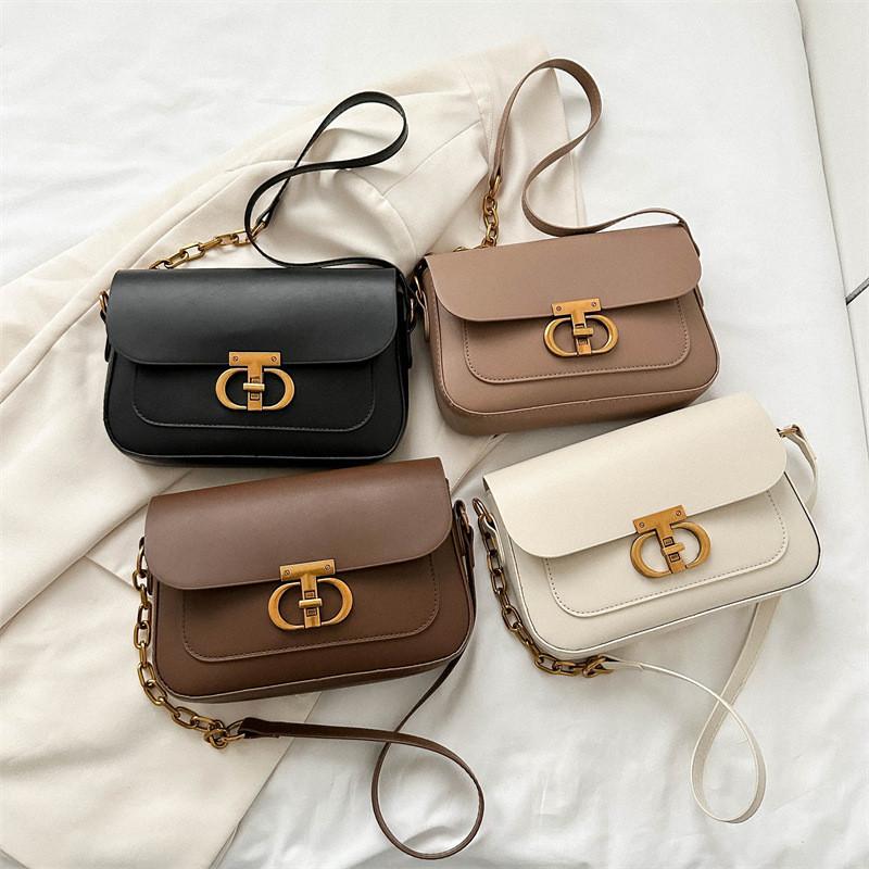 French Style Women's Bag 2023 Autumn And Winter New Tide Pure Color Pu Small Square Bag Street Fashion Daily Shoulder Bag