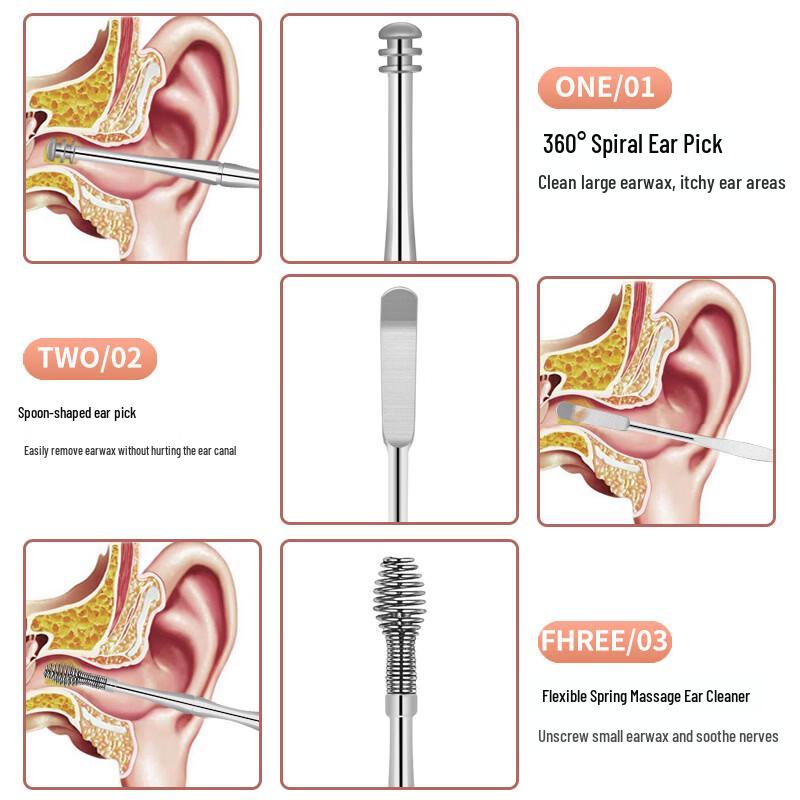 Double-Head Spring Spiral Massage Ear Pick Set