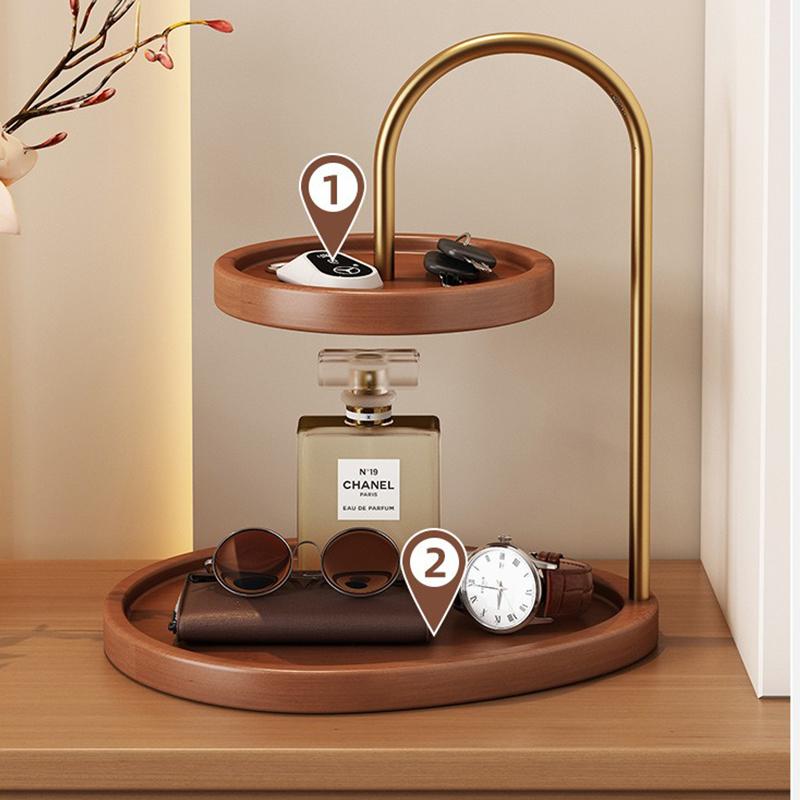 Cosmetics Storage Box Desktop Premium Solid Wood Tray Multi-layer Storage Perfume Dresser Skin Care Product Shelf