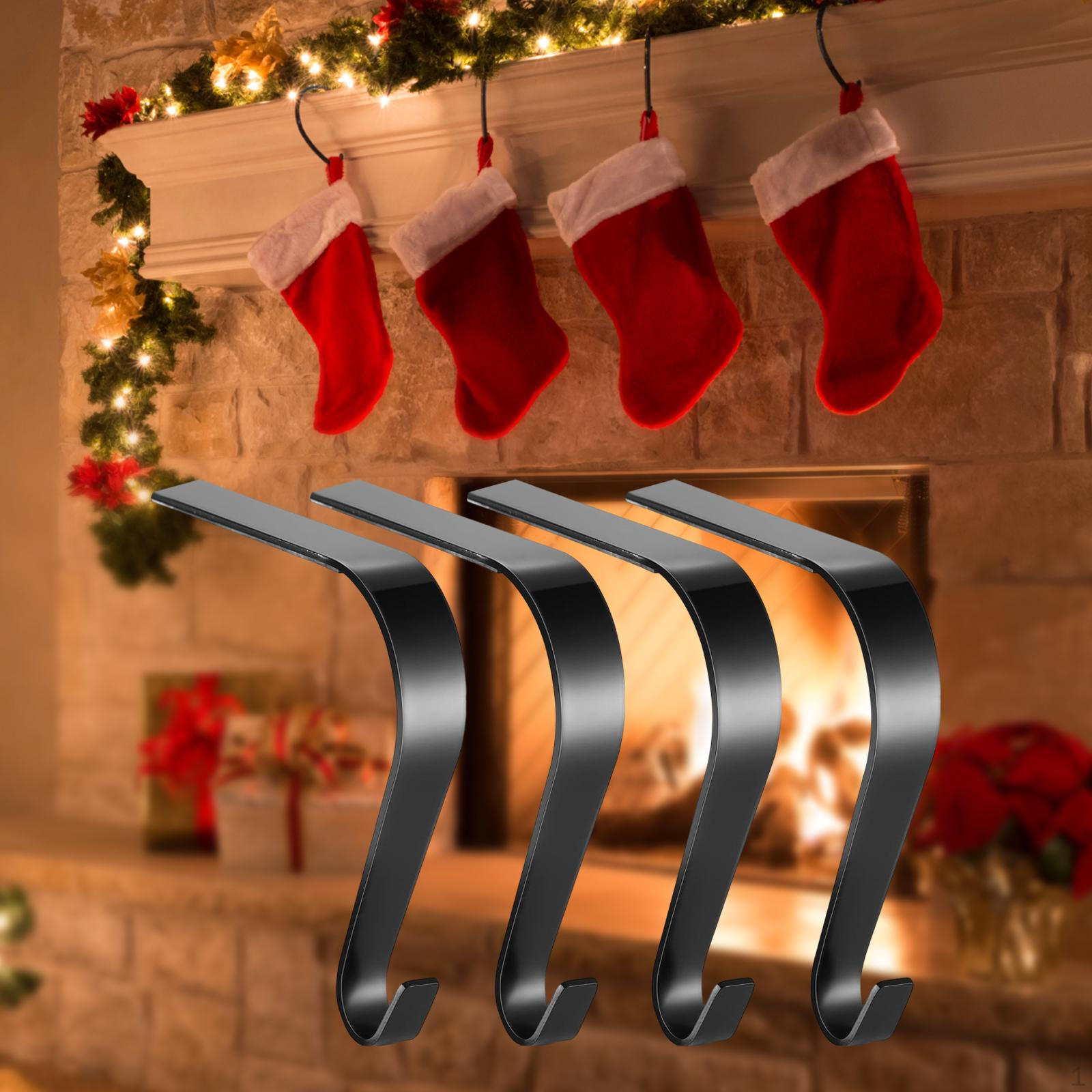 

4 шт. Рождественский держатель для чулка Декоративный Многофункциональный Легкий Праздничный атрибут Украшение Каминная полка чёрный