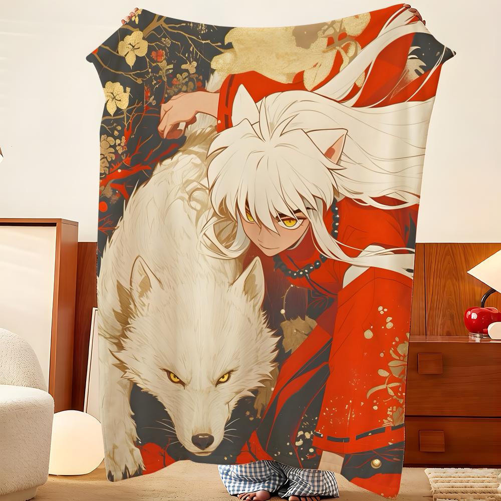 Couverture jetée en flanelle I-Inuyasha, Légère et douillette, Durable, Lavable, Mignonne, Cool