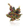 Stylish Vintage Colored Rhinestone Maple Leaf Brooch Personality Girl Metal Decorative Christmas Gift