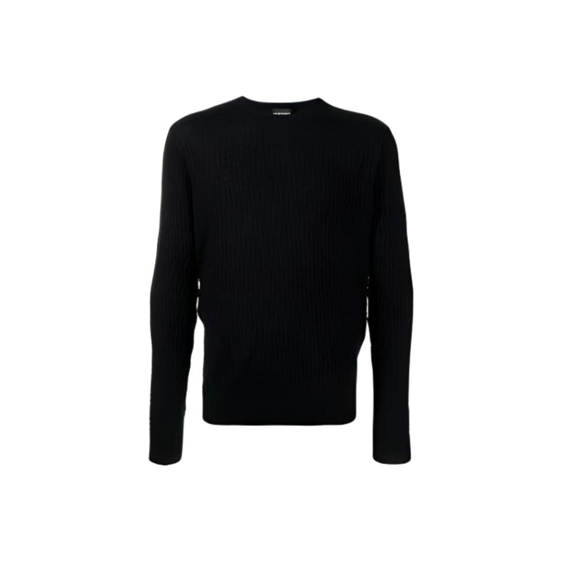 Emporio Armani Мужской вязаный пуловер с узором  елочка  Черный 3K1MX9-1MZSZ-920 XL