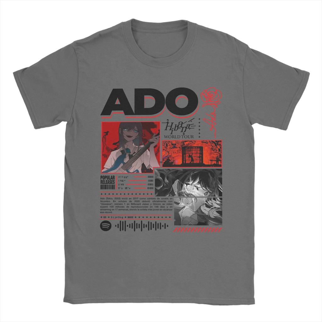 Męska koszulka ADO WORLD TOUR 100% bawełna Odzież Zabawna z krótkim rękawem z okrągłym dekoltem Koszulka Unikalne T-shirty
