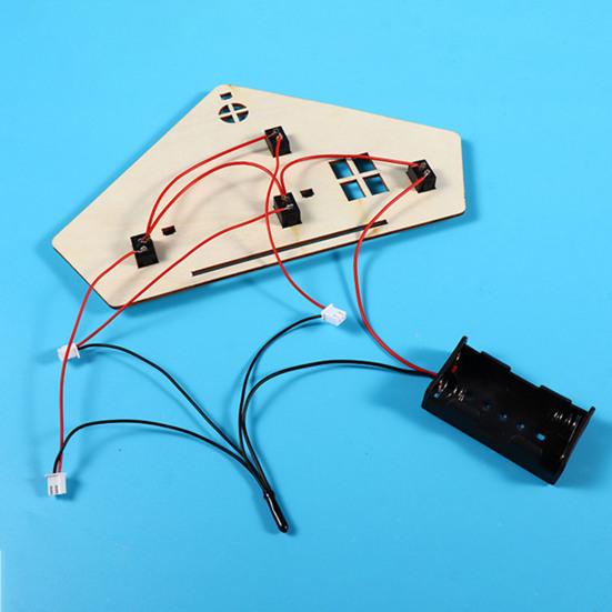 1 Set DIY Holzhaus mit LED-Lichtschalter Reihen-Parallelschaltung