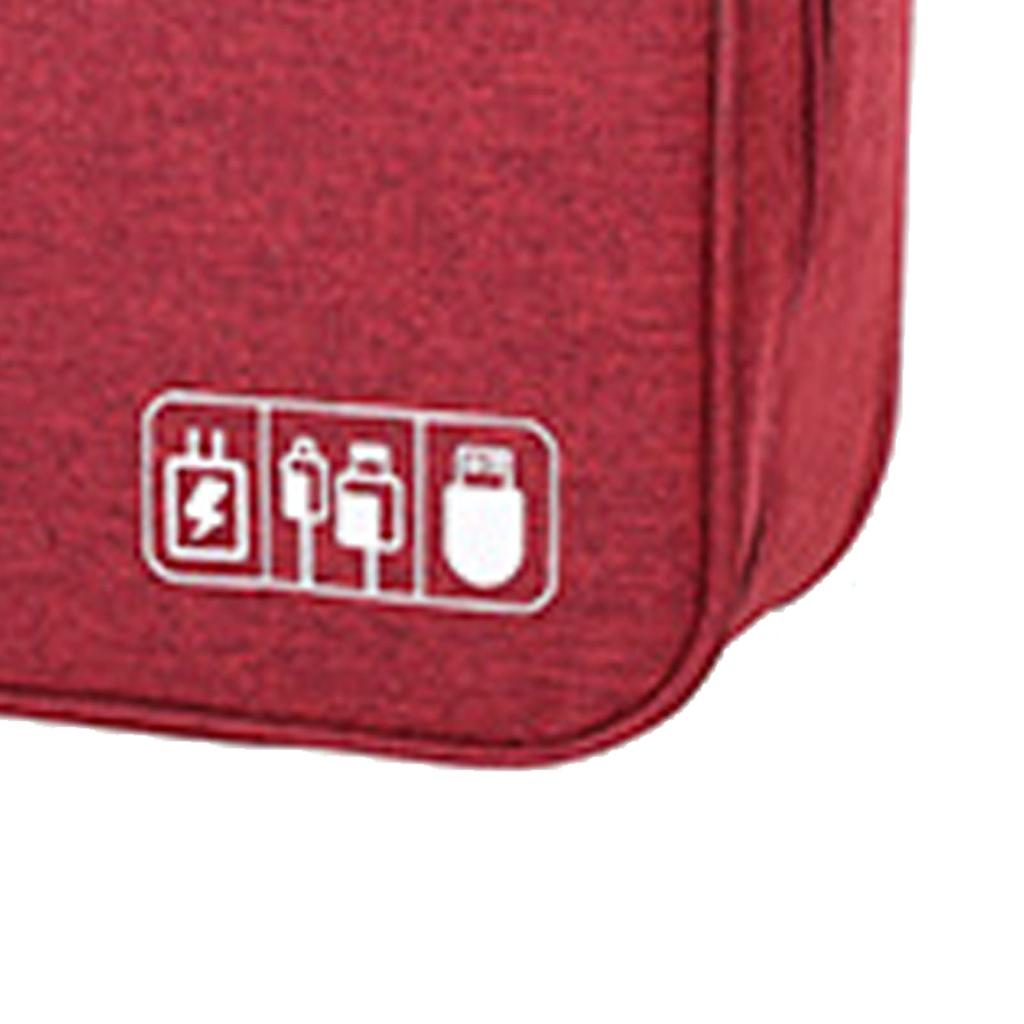 Data Cable Storage Bag Separate Storage Oxford Cloth Travel Electronics Bag for Cables Chargers Hard Drive Wine Red