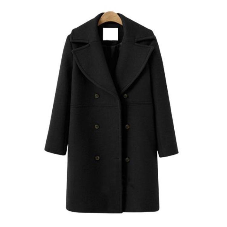 Damen Plus Size Wolljacke Zweireihig Umlegekragen Mantel Einfarbig Locker Thermisch Langärmelig Frühling Herbst Winter Pendeln Verabredung