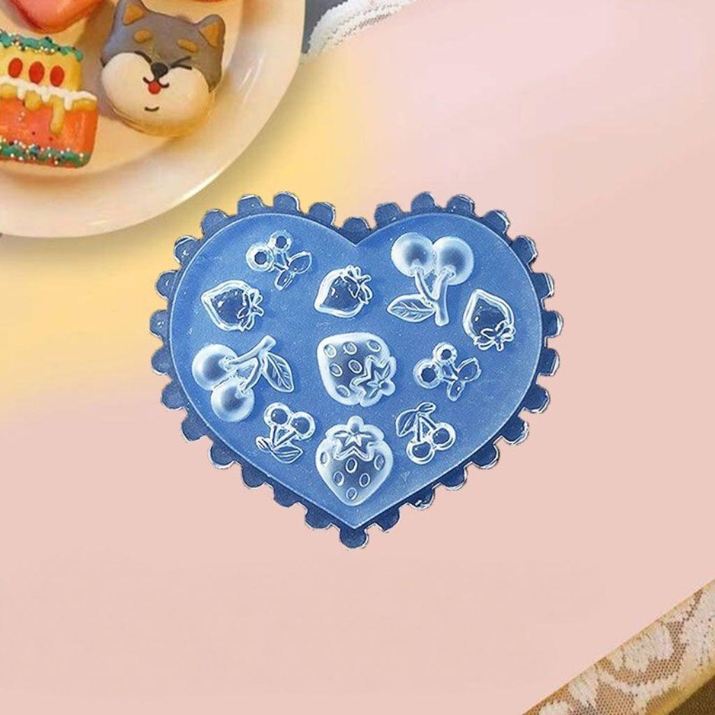Silicone Nail Art Mold - 3D Strawberry, Cherry, Flower, & Heart Shapes