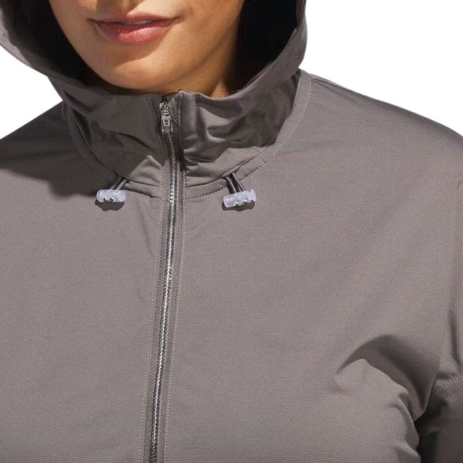 Adidas Logo Hooded Long Sleeve Jacket Women jackets Gray IP4208