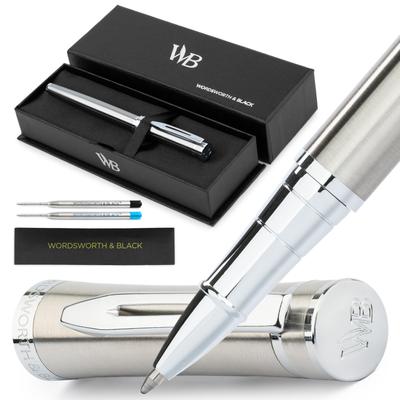 Wordsworth & Black Rollerball Pen Chrome Silver Ink Refillable Luxury Professional