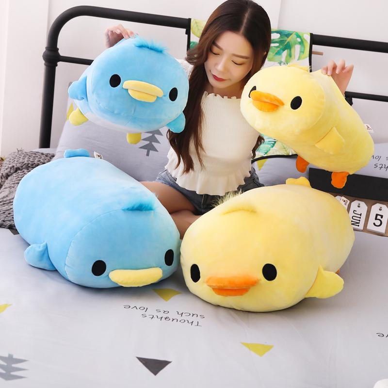 Cute Down Cotton Lying Duck Stuffed Yellow Duck Plush Toy Soft Children Pillow Cushion Nice Christmas Gifts for Girls Room Decor